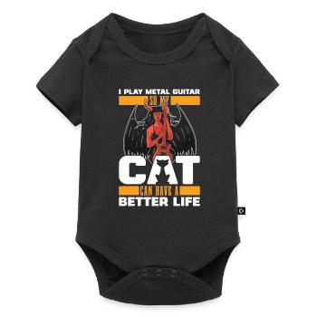 Metal Guitar Rock Guitarist Cat - Baby Premium short-sleeve bodysuit - black - Front