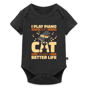 Pianist Piano Piano Cat - Baby Premium short-sleeve bodysuit - black - Front