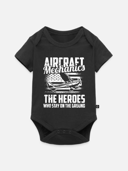 Flugzeug Mechaniker Humor - Baby Premium Kurzarmbody - Schwarz