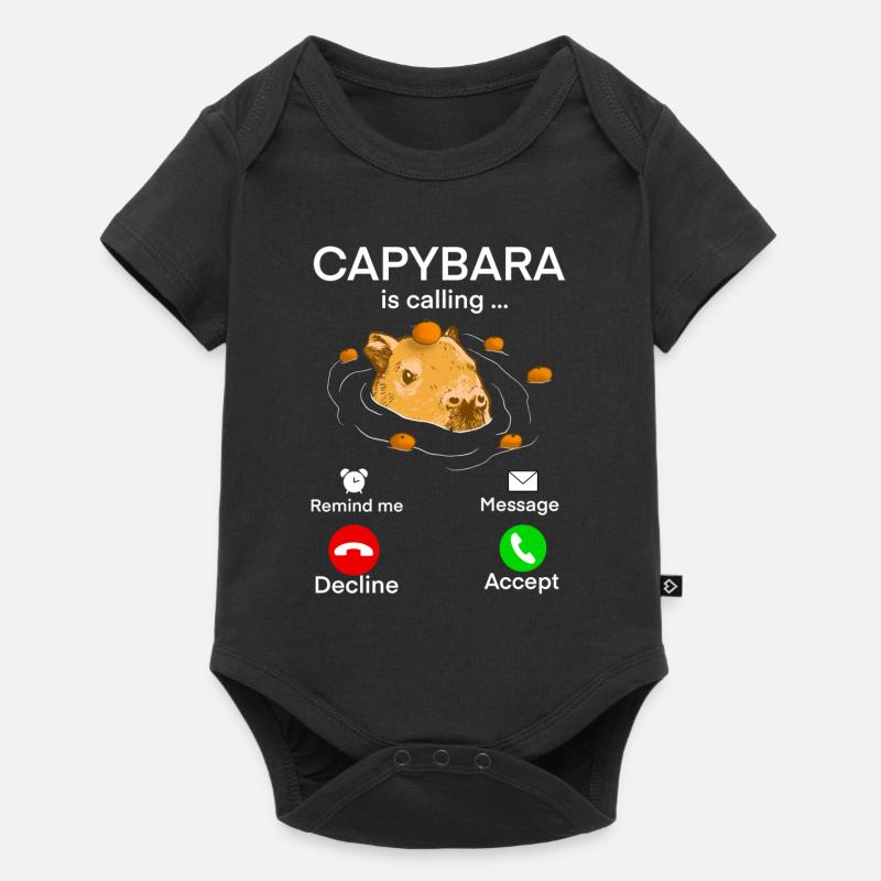 Capybara Anruf - Baby Premium Kurzarmbody - Schwarz