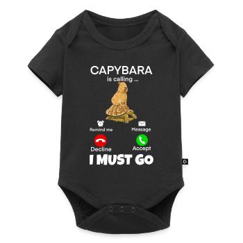 Capybara phone calls - Baby Premium short-sleeve bodysuit - black - Front