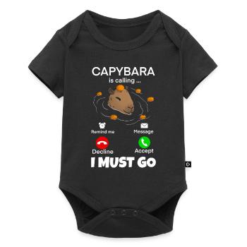 Capybara au téléphone je dois y aller - Body à manches courtes Premium Bébé - noir - Devant