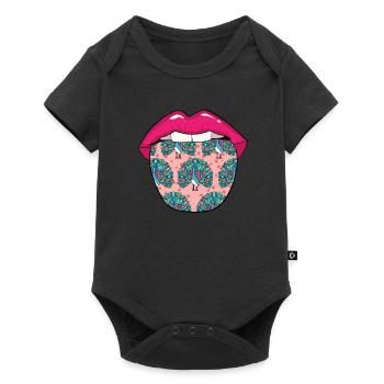 Peacock Bird Tongue - Baby Premium short-sleeve bodysuit - black - Front