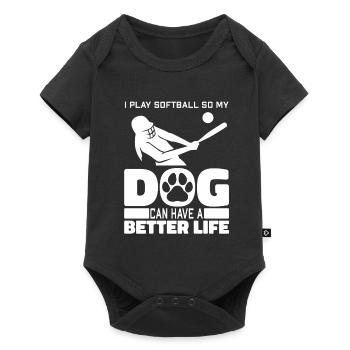 Softball Dog - Baby Premium short-sleeve bodysuit - black - Front