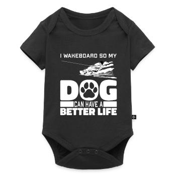 Wakeboard Wakeboarder Hund - Baby Premium Kurzarmbody - Schwarz - Vorne