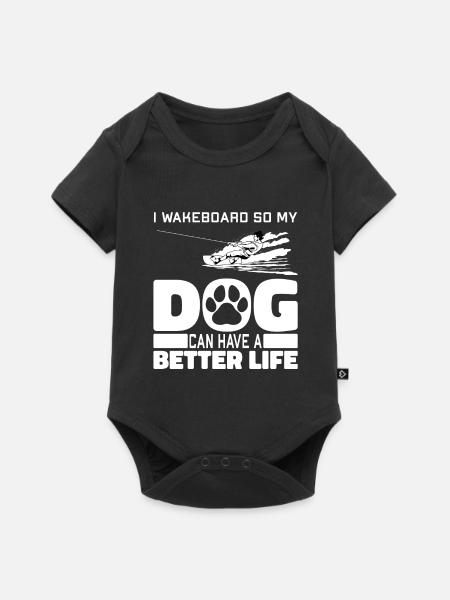 Wakeboard Wakeboarder Hund - Baby Premium Kurzarmbody - Schwarz