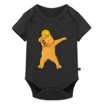 Dabbing Capybara with construction worker helmet - Baby Premium short-sleeve bodysuit - black - Front