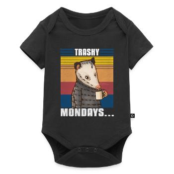 Opossum with coffee Monday - Baby Premium short-sleeve bodysuit - black - Front