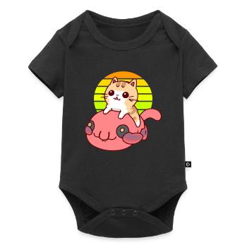Cat rides a blob fish - Baby Premium short-sleeve bodysuit - black - Front