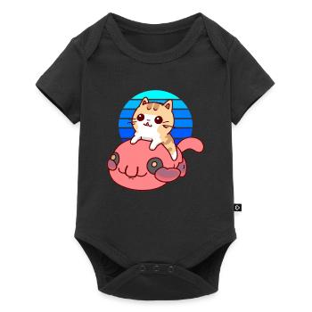 Cat rides a blob fish - Baby Premium short-sleeve bodysuit - black - Front