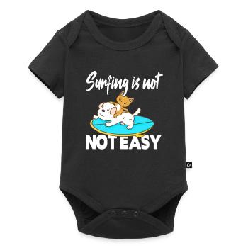 Le surf n’est pas facile - Body à manches courtes Premium Bébé - noir - Devant
