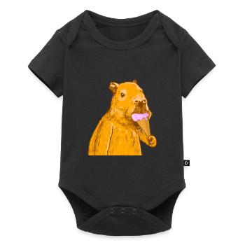 Capybara isst Eis - Baby Premium Kurzarmbody - Schwarz - Vorne