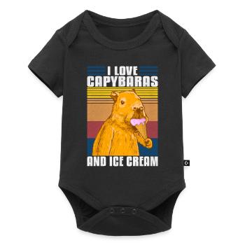 J’adore les capybaras et la crème glacée - Body à manches courtes Premium Bébé - noir - Devant
