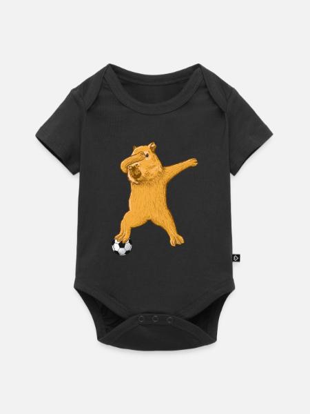 Capybara Fußball - Baby Premium Kurzarmbody - Schwarz