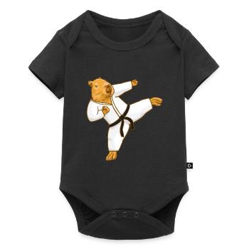 Capybara Kampfsport Karate Gi - Baby Premium Kurzarmbody - Schwarz - Vorne