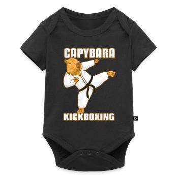 Kickboxing Capybara - Baby Premium Kurzarmbody - Schwarz - Vorne