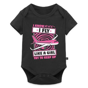Flugbegleiter Stewardess Witzig - Baby Premium Kurzarmbody - Schwarz - Vorne