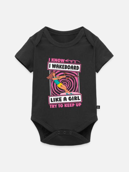 Wakeboard Wakeboarder Witzig - Baby Premium Kurzarmbody - Schwarz