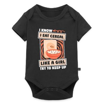 Frühstück Müsli Cereal Mädchen - Baby Premium Kurzarmbody - Schwarz - Vorne