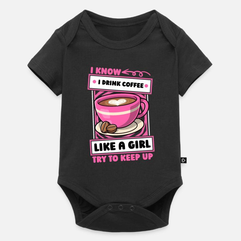 Kaffee Cafe Mädchen - Baby Premium Kurzarmbody - Schwarz