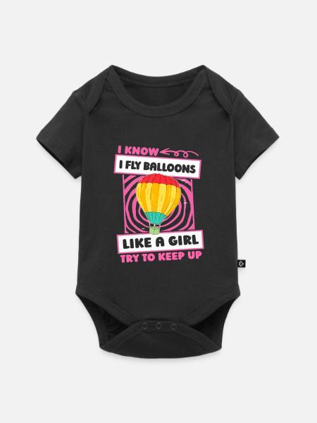 Heißluftballon Ballonfahren Mädchen - Baby Premium Kurzarmbody - Schwarz