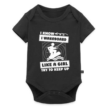 Wakeboard Wakeboarder Mädchen - Baby Premium Kurzarmbody - Schwarz - Vorne