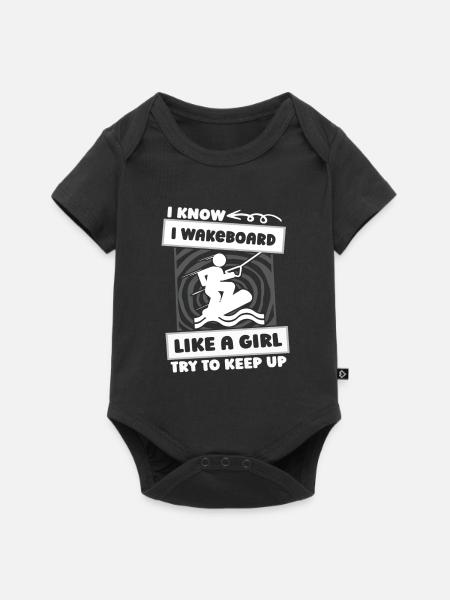 Wakeboard Wakeboarder Mädchen - Baby Premium Kurzarmbody - Schwarz