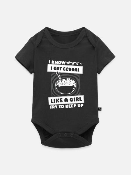 Frühstück Müsli Cereal Mädchen - Baby Premium Kurzarmbody - Schwarz