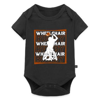 Rugby Rollstuhl - Baby Premium Kurzarmbody - Schwarz - Vorne