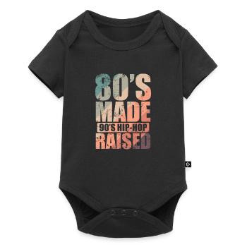 80's Made 90's Hip Hop Raised Musikrichtung - Baby Premium Kurzarmbody - Schwarz - Vorne
