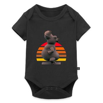 Yoga Hippo - Baby Premium Kurzarmbody - Schwarz - Vorne