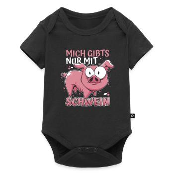 Schwein Schweinebauer Witzig Schwein - Baby Premium Kurzarmbody - Schwarz - Vorne
