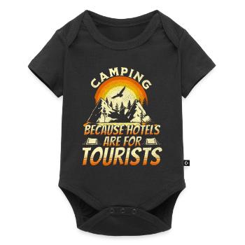 Camping because hotels are for tourists - Body à manches courtes Premium Bébé - noir - Devant