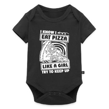 Pizza Mädchen - Baby Premium Kurzarmbody - Schwarz - Vorne