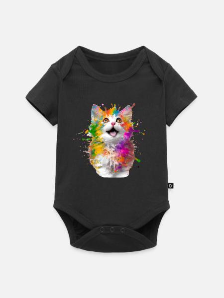 Künstlerische Katze - Baby Premium Kurzarmbody - Schwarz