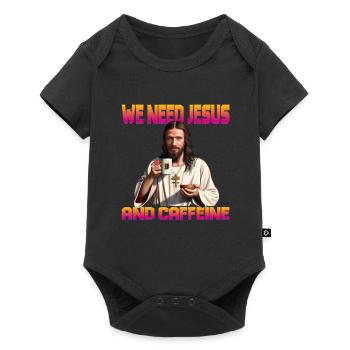 Le café et Jésus - Body à manches courtes Premium Bébé - noir - Devant