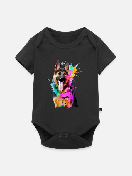 Farbkleckse Schäferhund - Baby Premium Kurzarmbody - Schwarz