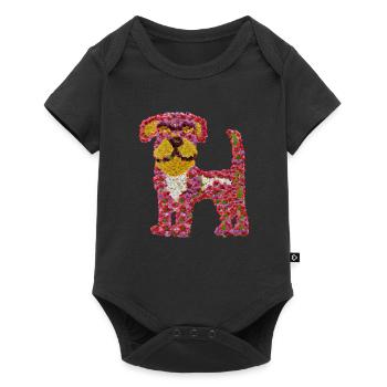 Beautiful flower dog - Baby Premium short-sleeve bodysuit - black - Front