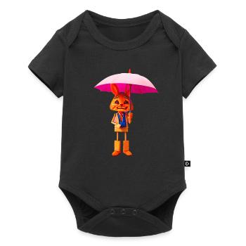 Wooden rabbit with umbrella - Baby Premium short-sleeve bodysuit - black - Front