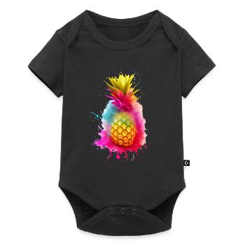 Colorful pineapple art - Baby Premium short-sleeve bodysuit - black - Front