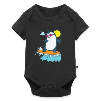 Pingouin surfant sur la plage Oiseau antarctique - Body à manches courtes Premium Bébé - noir - Devant