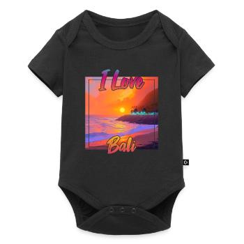 Bali sunset with declaration of love - Baby Premium short-sleeve bodysuit - black - Front
