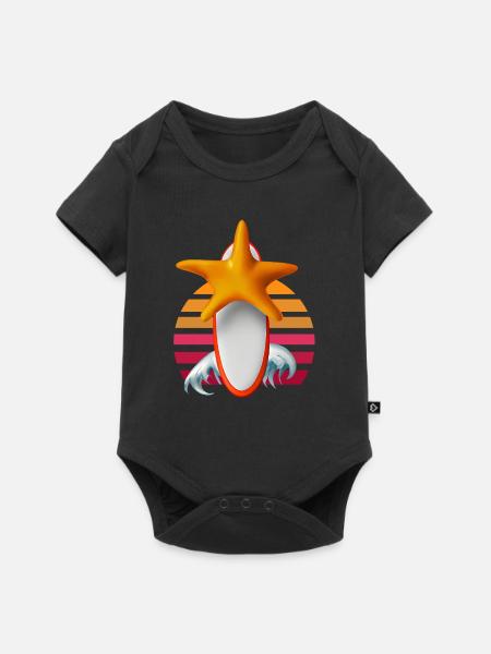 Seesterne Surfbrett - Baby Premium Kurzarmbody - Schwarz