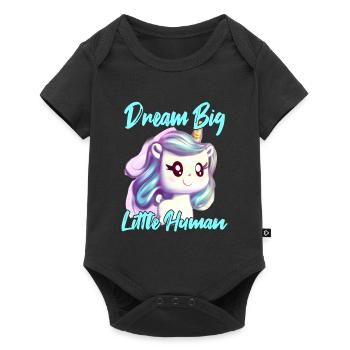 Einhorn Baby Dream Big Little Human - Baby Premium Kurzarmbody - Schwarz - Vorne
