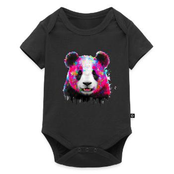 Color explosion Panda Bear - Baby Premium short-sleeve bodysuit - black - Front