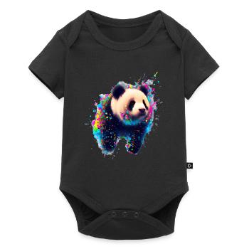 Color explosion Panda Bear - Baby Premium short-sleeve bodysuit - black - Front