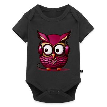 Owl Dark Purple Headphones - Baby Premium short-sleeve bodysuit - black - Front