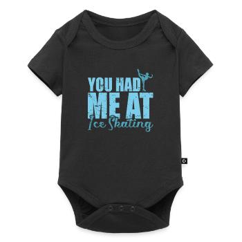 Tu m’as eu à Ice Skating Schlittschuhlaufen - Body à manches courtes Premium Bébé - noir - Devant