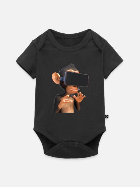 Affe mit VR-Brille - Baby Premium Kurzarmbody - Schwarz