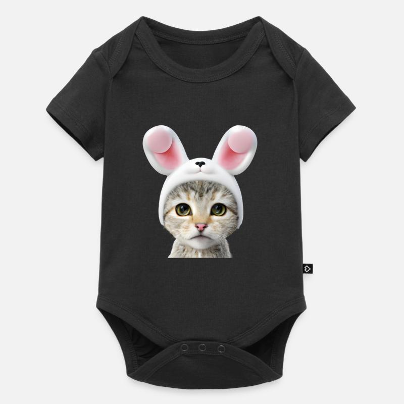 Cat with rabbit ears - Baby Premium short-sleeve bodysuit - black